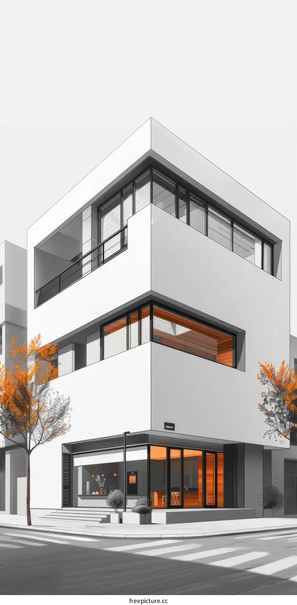 Modern architecture house with large windows