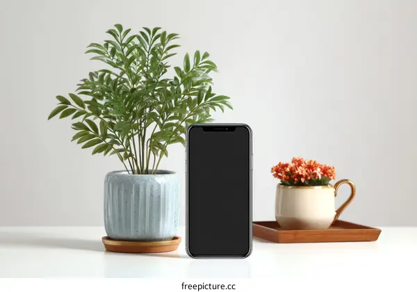 Minimalist Home Workspace Mockup with Smartphone