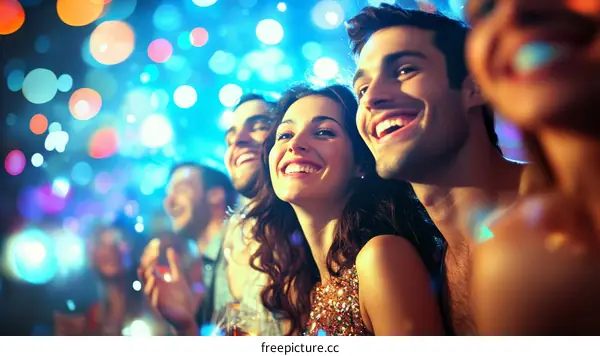 Group of friends having fun at a concert