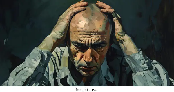 Portrait of a man with hands on head