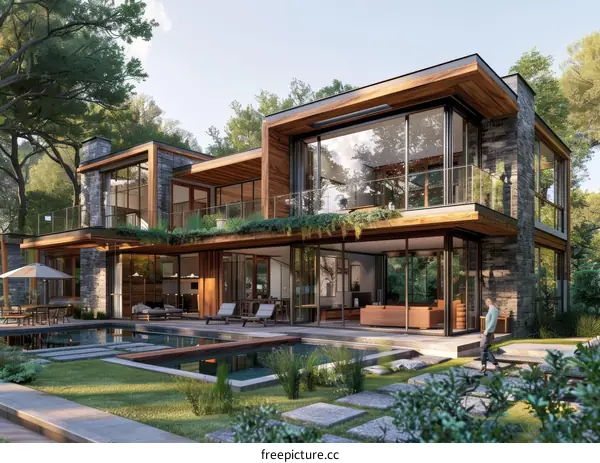 Modern Luxury Home with Pool and Glass Walls