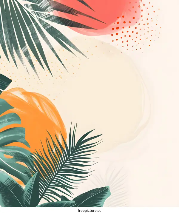 Tropical Leaves Abstract Watercolor Background