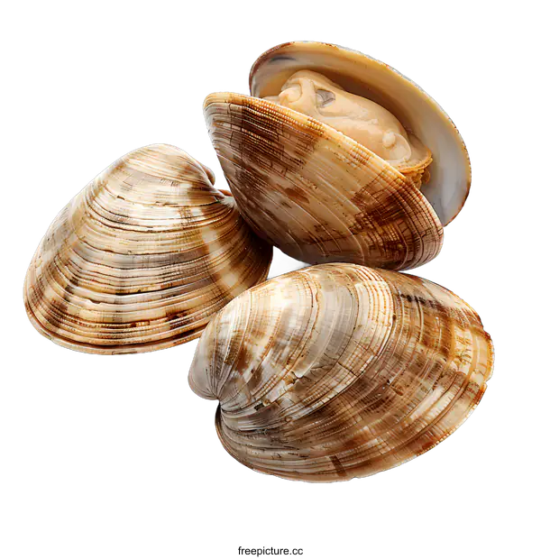 [Transparent Background PNG]Fresh Clams on White Background