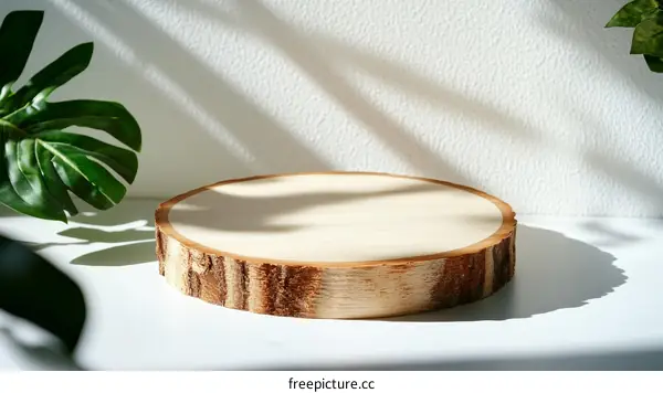 Natural Wooden Slice Display Stand with Shadow