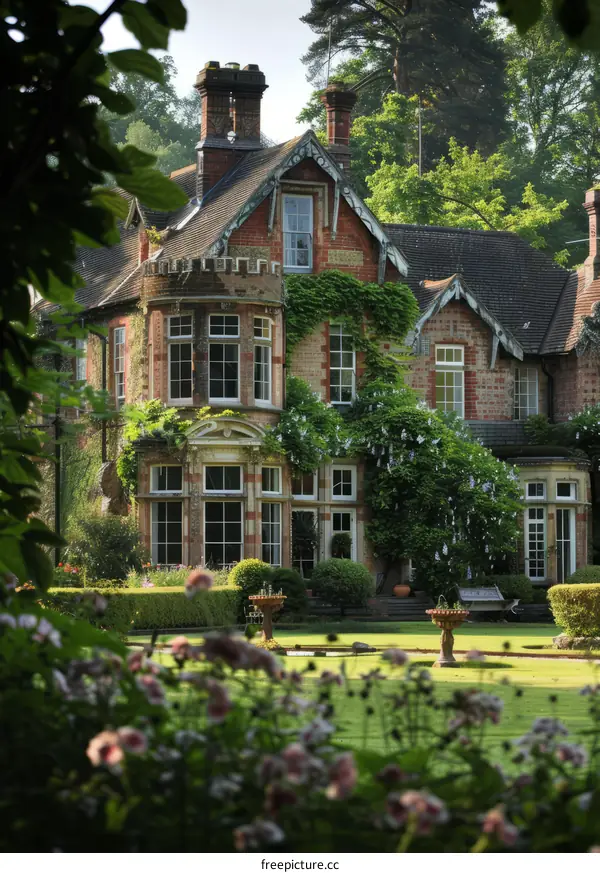 A beautiful mansion with a large garden