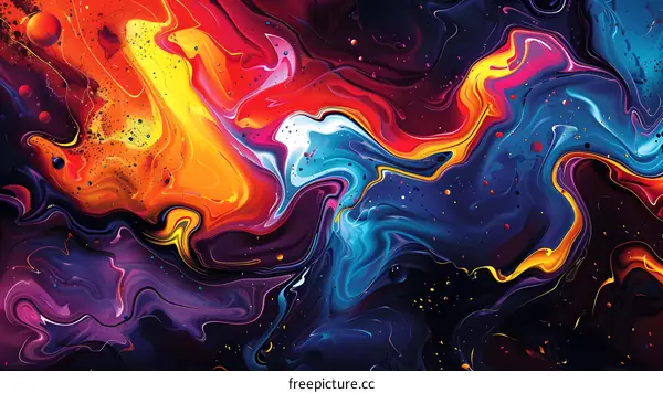 Colorful liquid acrylic painting