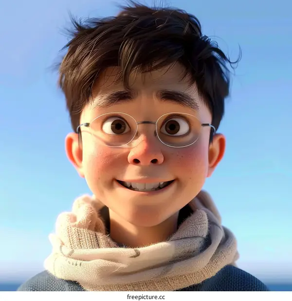 Portrait of a smiling boy with glasses