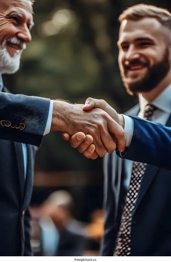 Two Businessmen Shaking Hands, Close Up