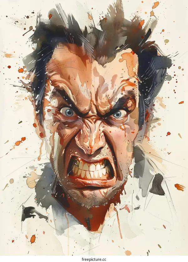 watercolor painting of a mans face