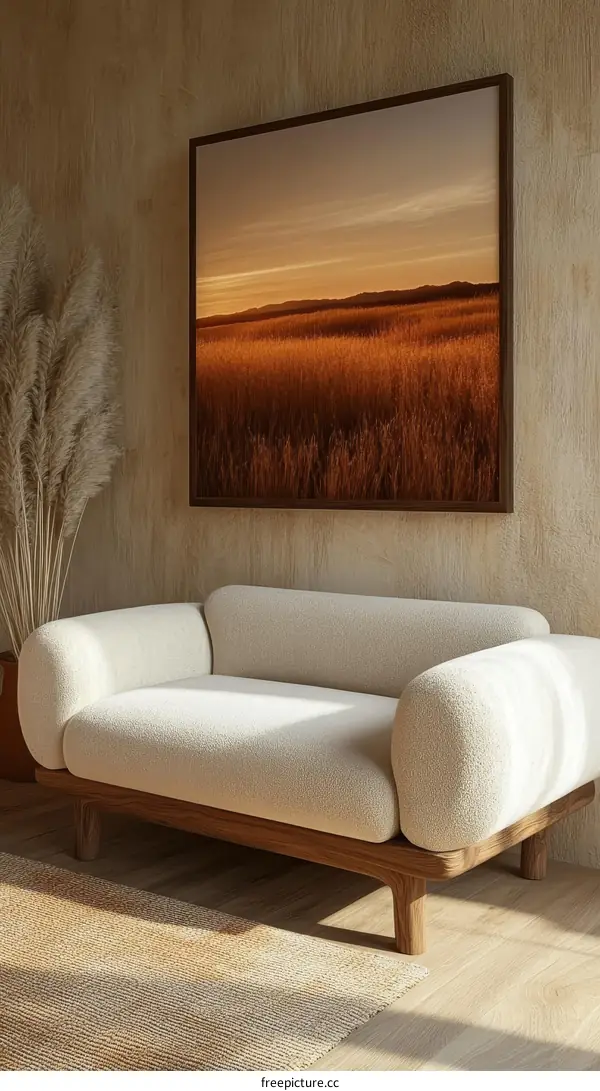Warm Autumnal Fields in Modern Living Room