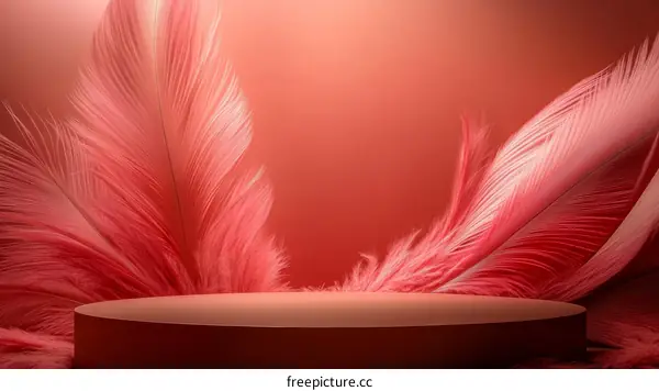Pink Feather Display Stand for Product Presentation