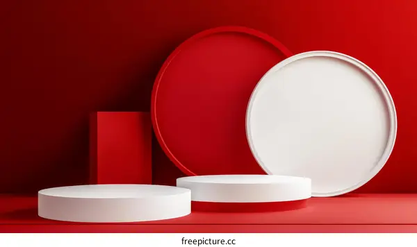 Red and White Geometric Product Display