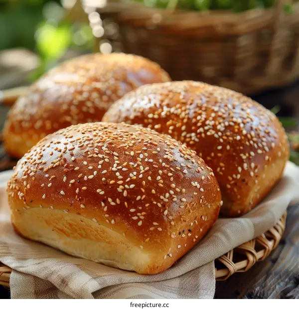Loaf of bread sprinkled with sesame seeds