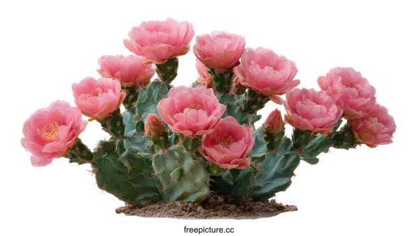 [Transparent Background PNG]Pink Cactus Flowers in Bloom Close-Up