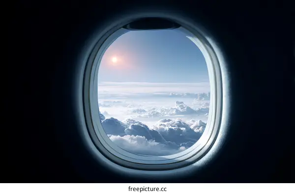 High Altitude View Through Airplane Window