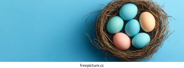 Colorful Easter Eggs in a Nest
