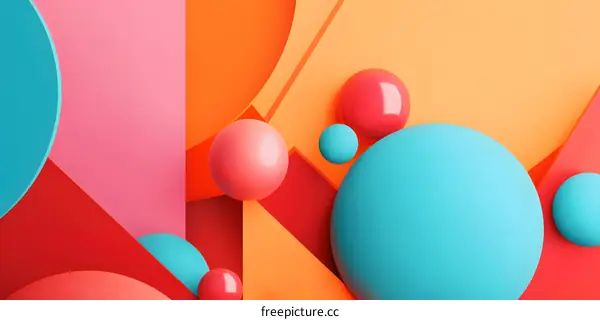 Abstract Geometric Shapes in Red Orange Pink and Blue Colors