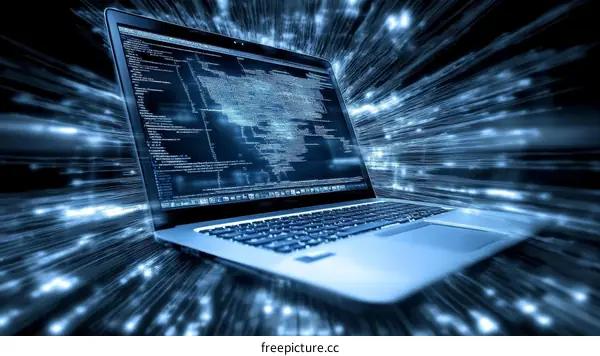 Fast Speed Laptop Coding Illustration