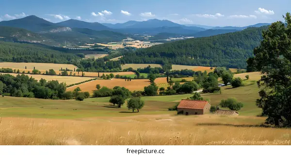 Rural Catalonia landscape with lonely house