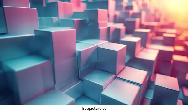 Blue and pink 3D cubes background