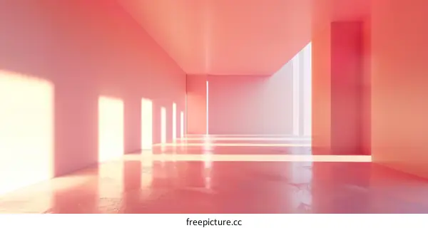 Minimalist Pink Room with Sunlight Streaming Through Window