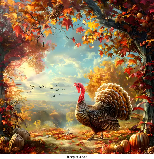Turkey in the Autumn Forest