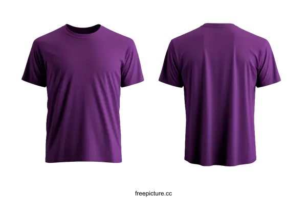 [Transparent Background PNG]Purple T-Shirt Mockup Front and Back View