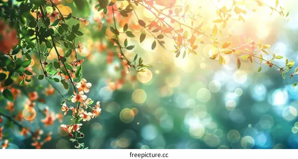 Spring Blossoms Against a Blurred Garden Backdrop
