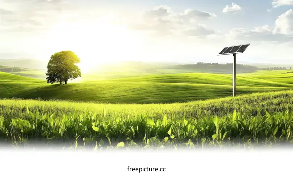 Rural Landscape with Solar Panel
