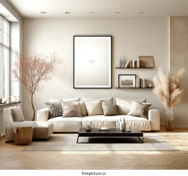 Modern Beige Living Room Interior Design