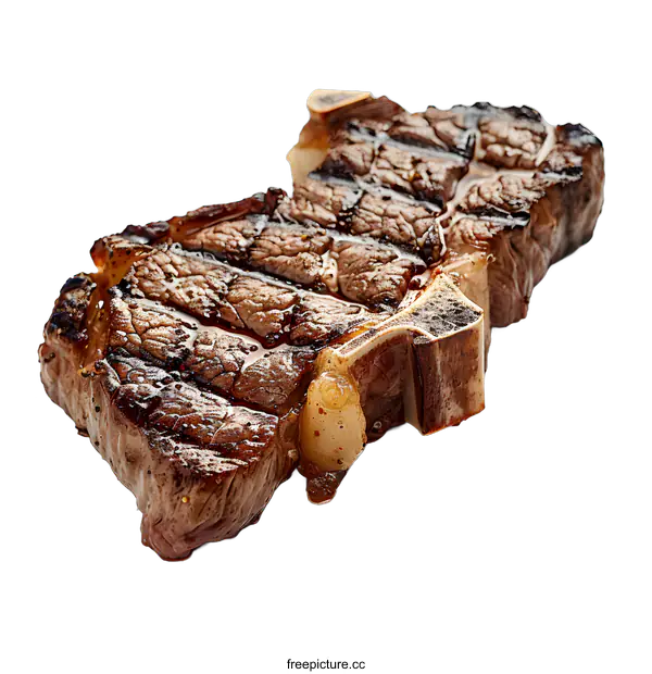 [Transparent Background PNG]Grilled T-bone steak on white background
