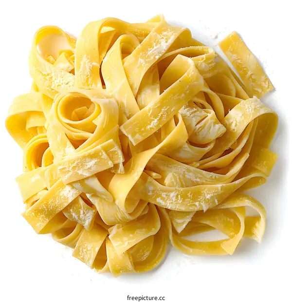 Uncooked tagliatelle pasta noodles