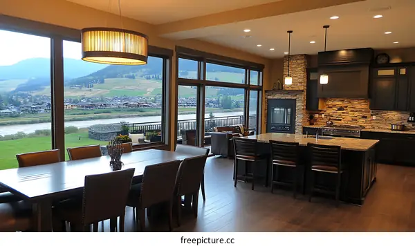 Modern Farmhouse Kitchen with Panoramic Mountain Views