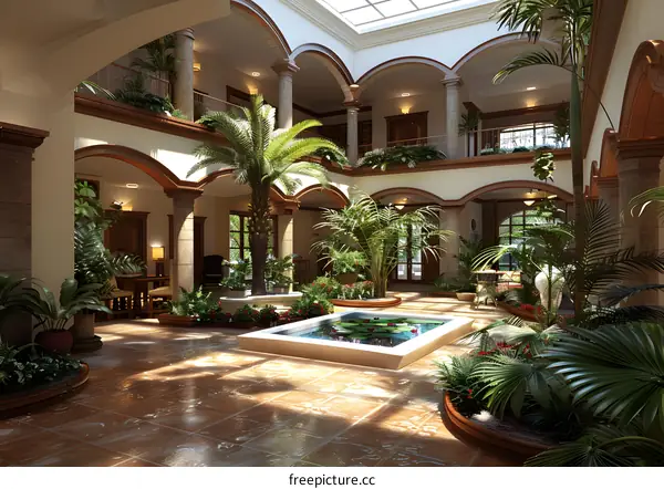 Sunlight filled indoor garden