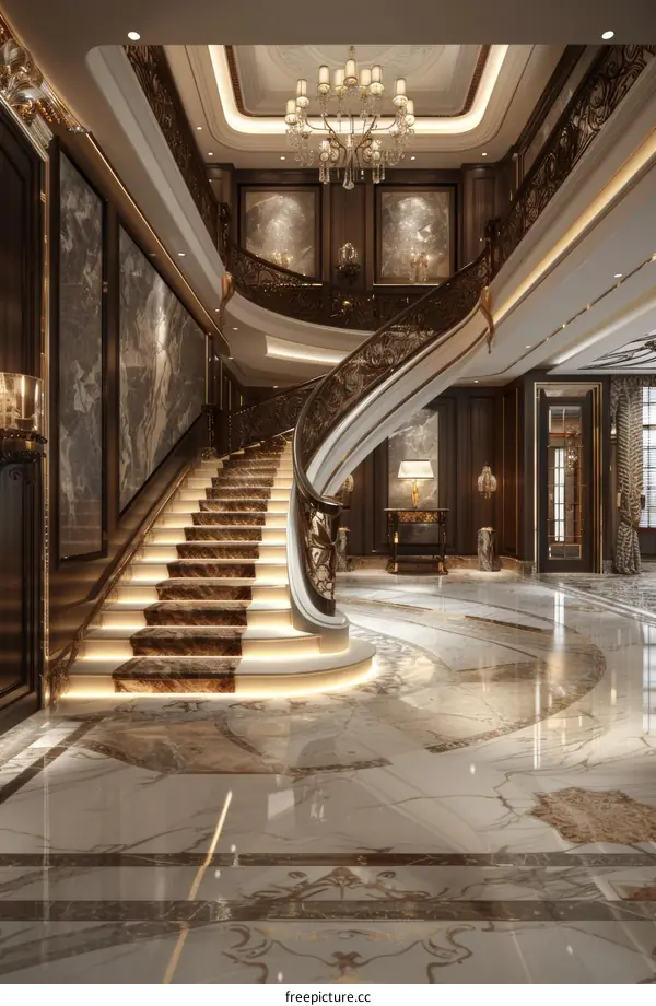 Luxury Mansion Grand Staircase Interior Design