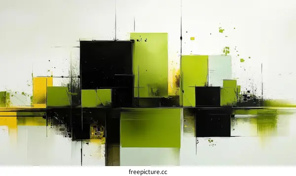 Abstract Geometric Shapes in Green and Black