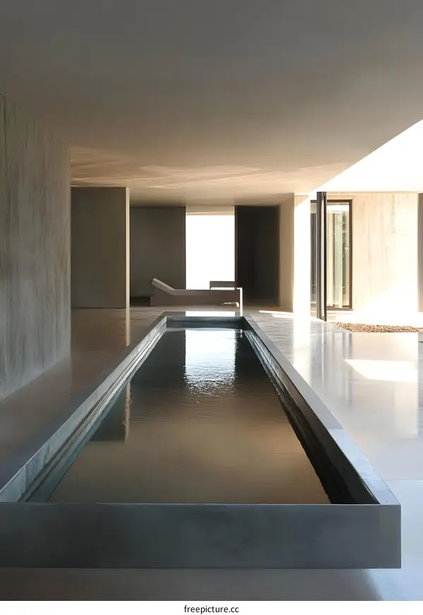 Modern Concrete Architecture with Water Feature