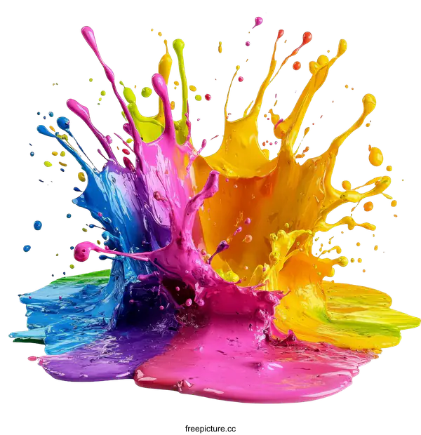 [Transparent Background PNG]Colorful Paint Splatter Art Explosion