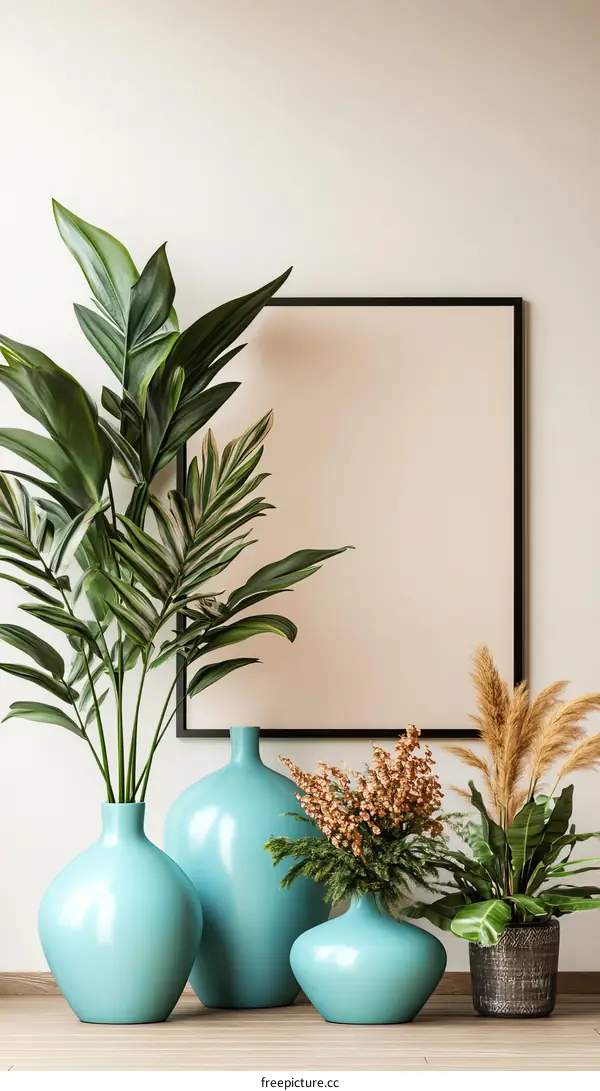 Modern Interior Design with Plants and Vases