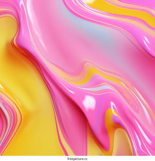 Colorful Abstract Liquid Pink and Yellow Swirls