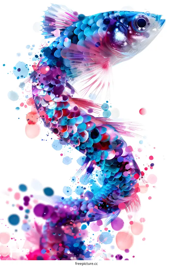 Colorful watercolor betta fish illustration