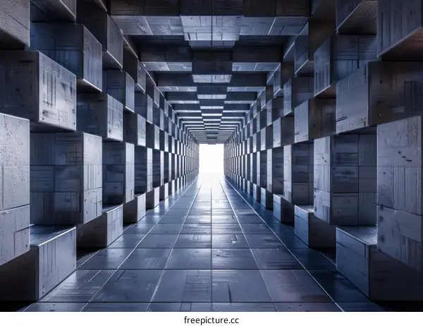 Futuristic Sci-Fi Corridor With Bright Light At The End Of The Tunnel
