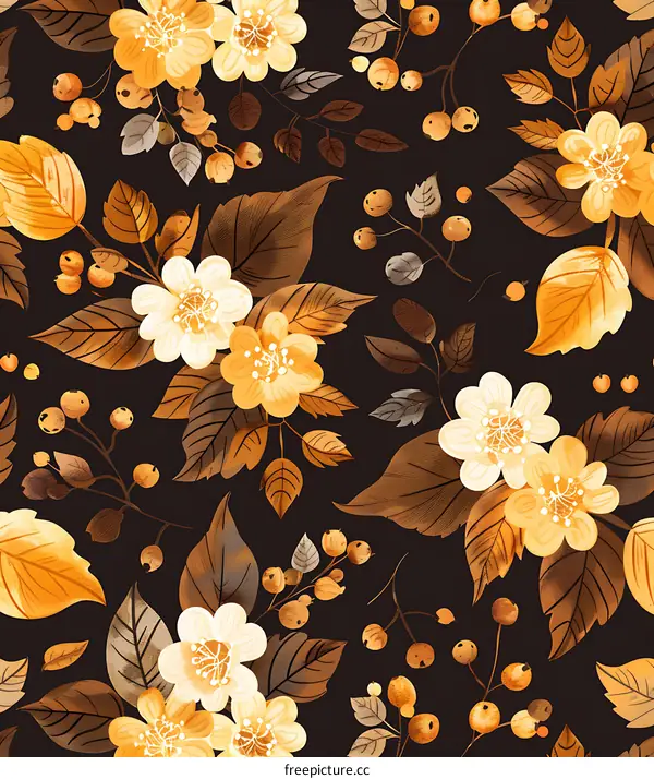 Autumn Floral Pattern Seamless Illustration