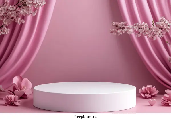 Pink Floral Display Podium Illustration