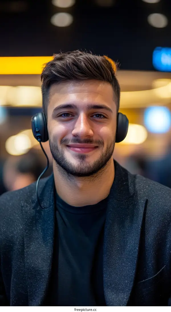 Close-up Portrait of a Caucasian Male Customer Service Representative