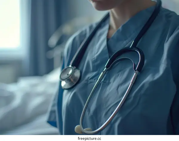 A Scrubs-clad Doctor Wearing a Stethoscope