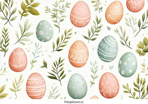 Easter Egg Pattern with Leaves