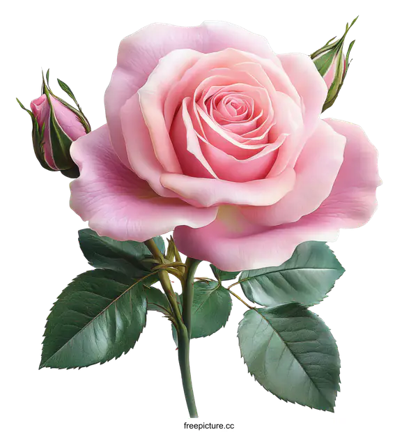 [Transparent Background PNG]Beautiful Pink Rose Illustration