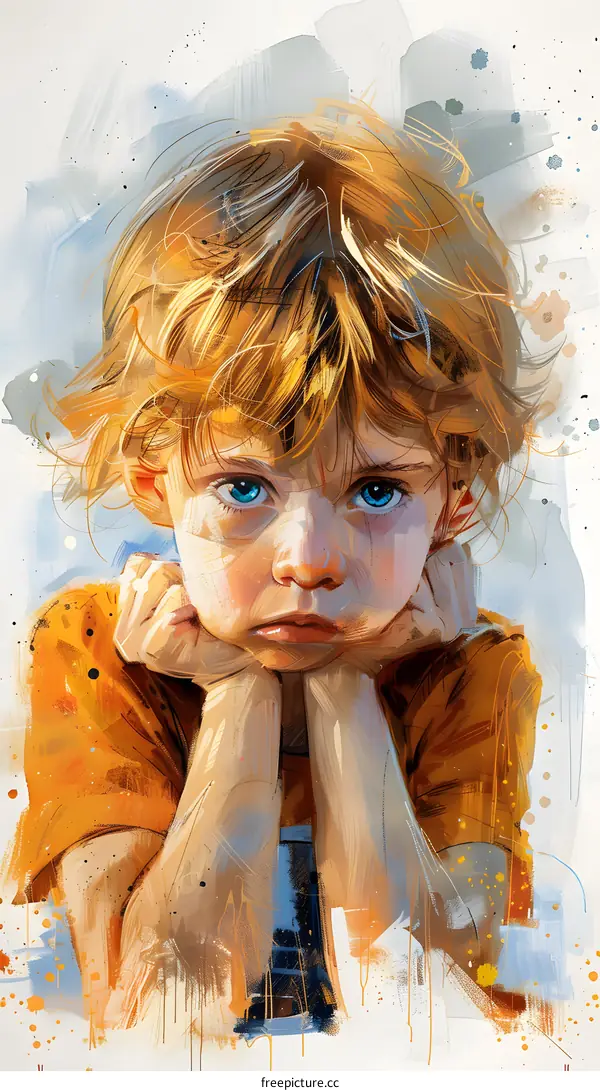 Portrait of a Little Girl with Blonde Hair and Blue Eyes