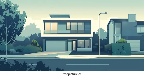 Modern House Exterior Illustration